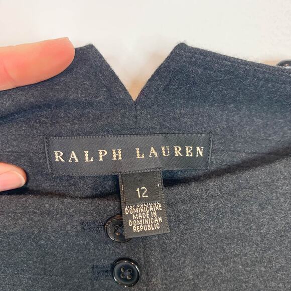 VTG RALPH LAUREN BLACK LABEL high waist pencil skirt buttons charcoal 2375 - Picture 3 of 12